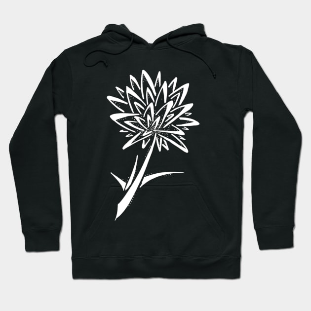 White Abstract Dandelion Hoodie by ZeichenbloQ